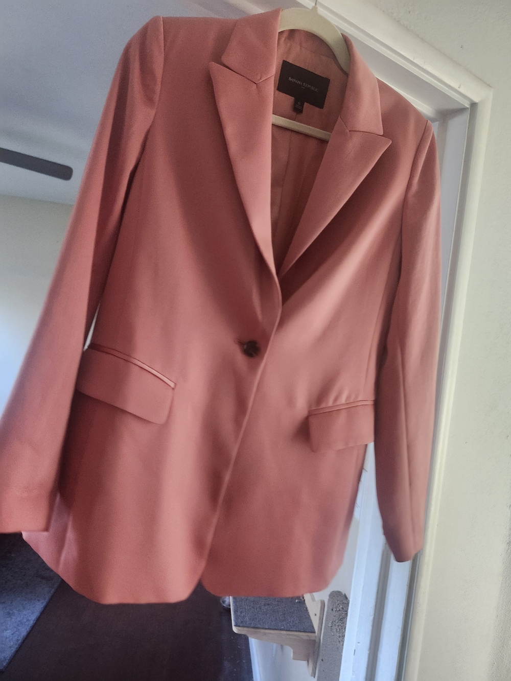 Banana Republic Satin Dusty Rose Single-Button Blazer